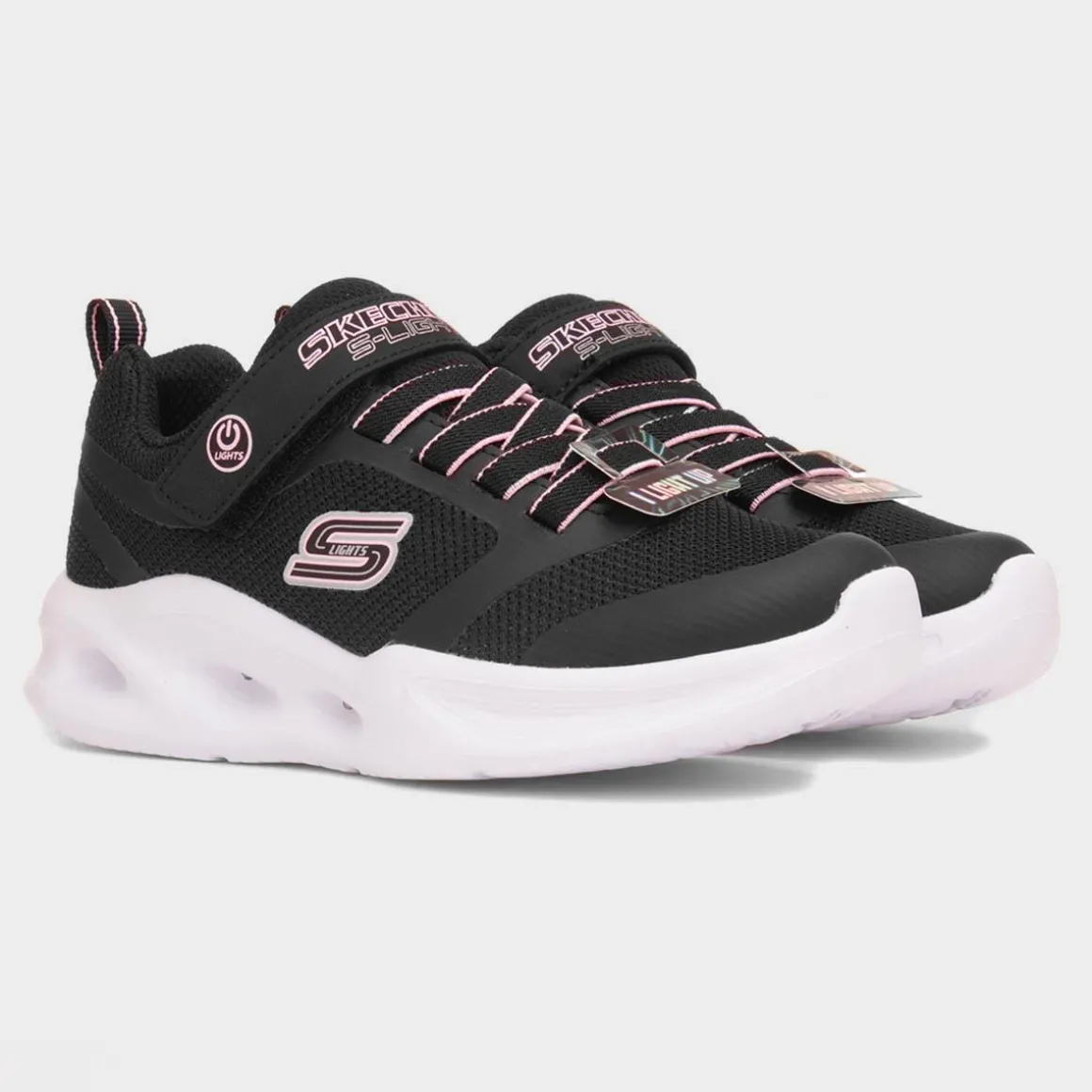 Skechers Solar Glow Kids Black Light Up Trainer