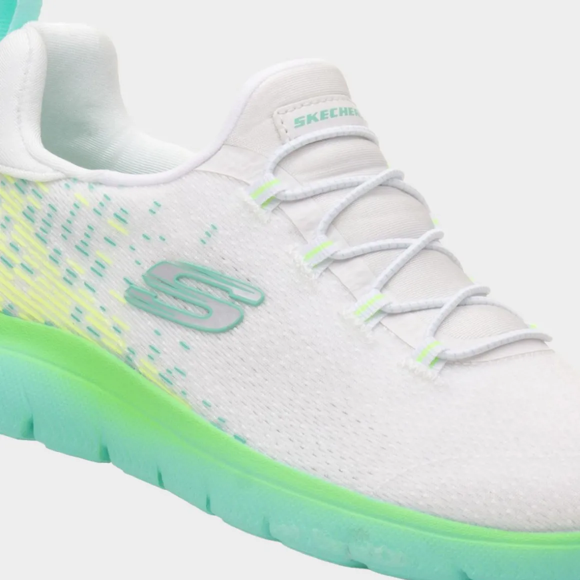 Skechers Summits Womens White and Green Trainer