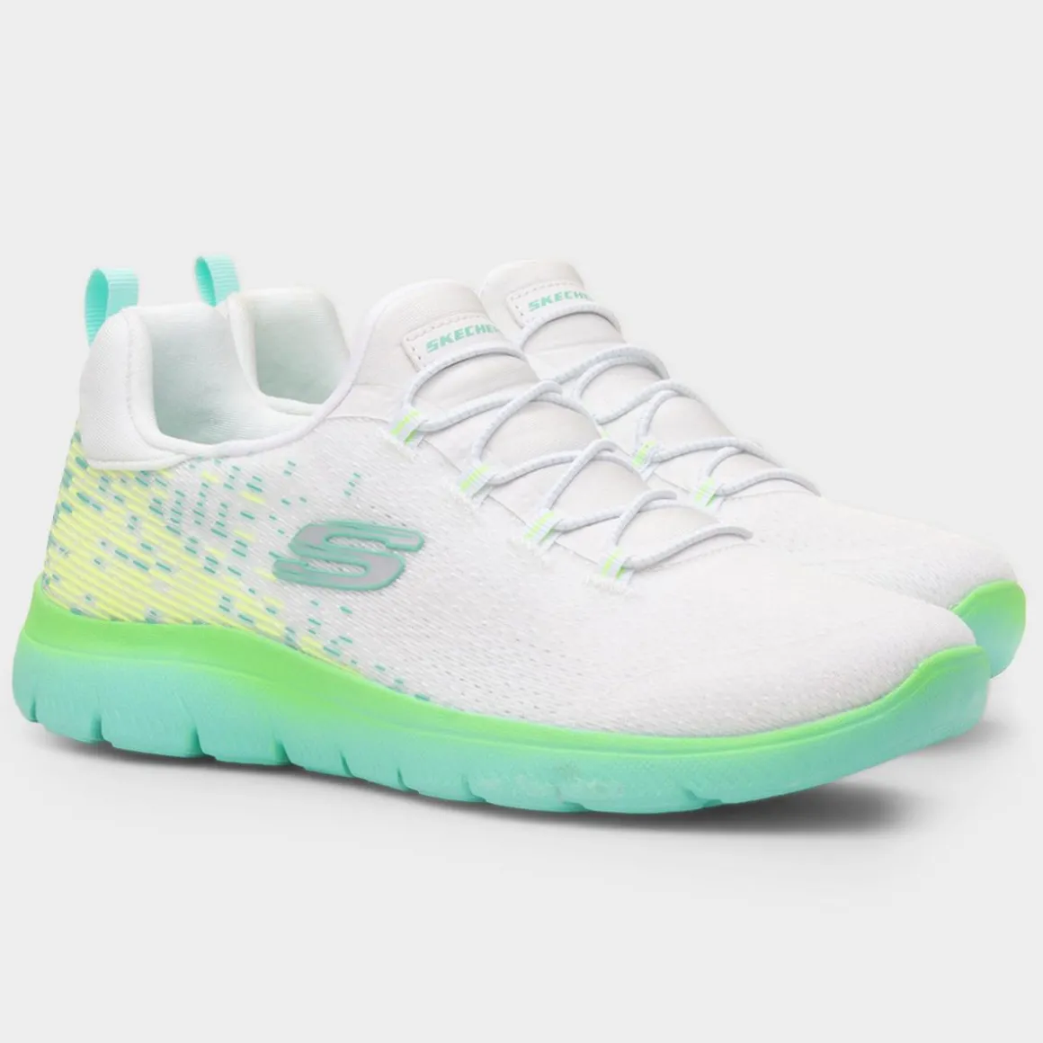 Skechers Summits Womens White and Green Trainer