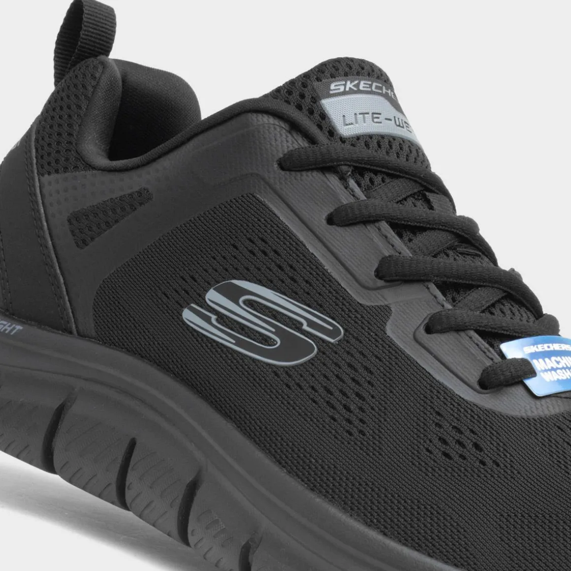 Skechers Track Broader Mens Black Lace Up Trainer