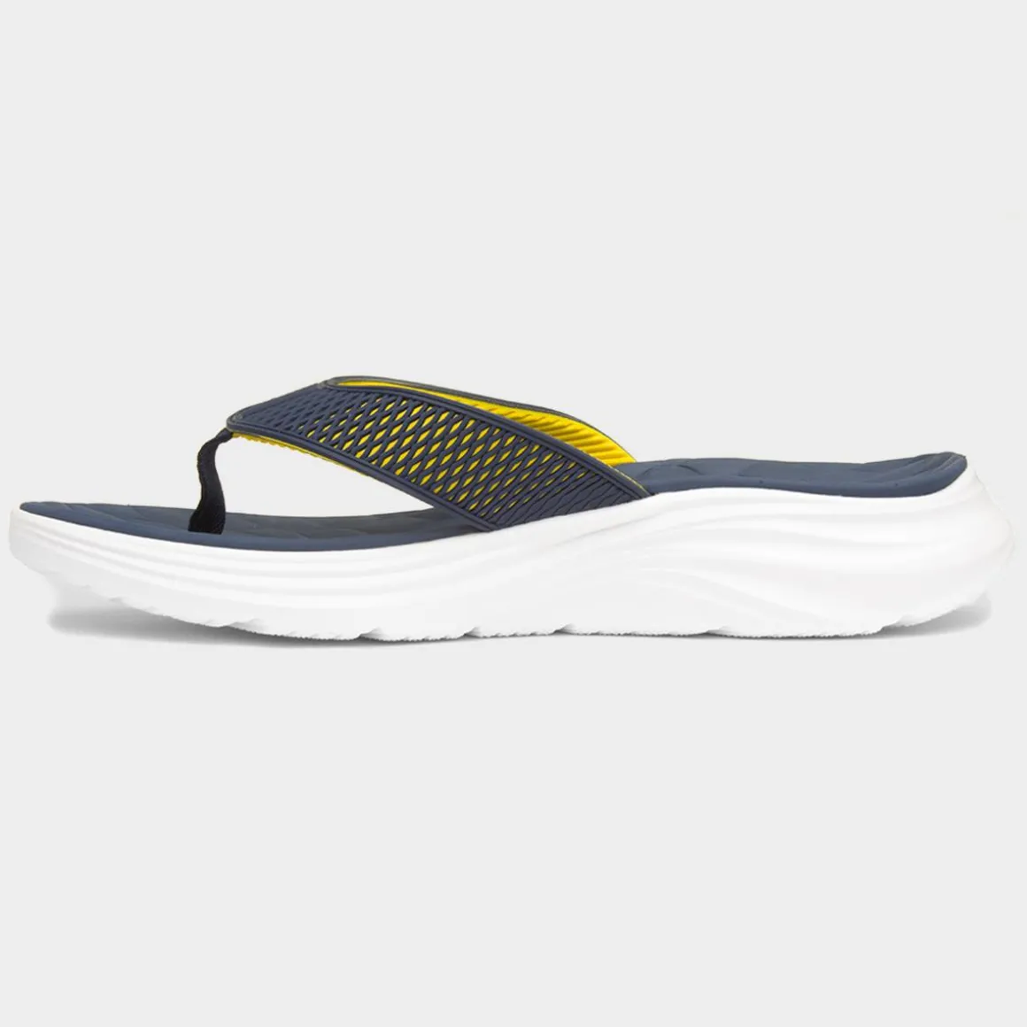 Skechers Vapor Foam Mens Navy & Yellow Flip Flop