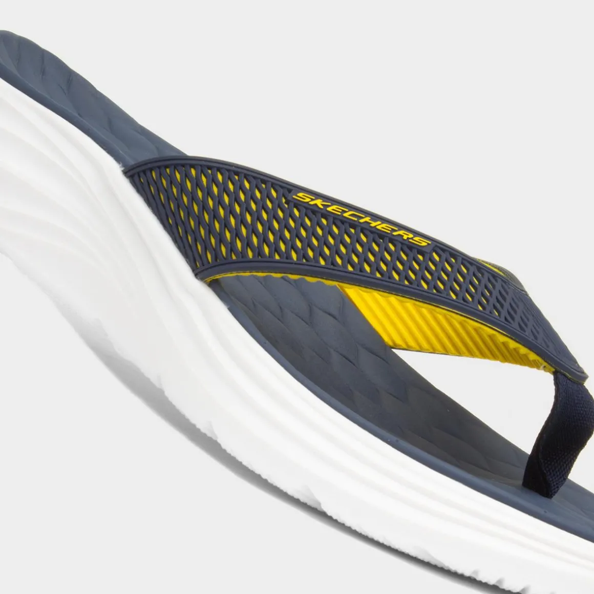 Skechers Vapor Foam Mens Navy & Yellow Flip Flop