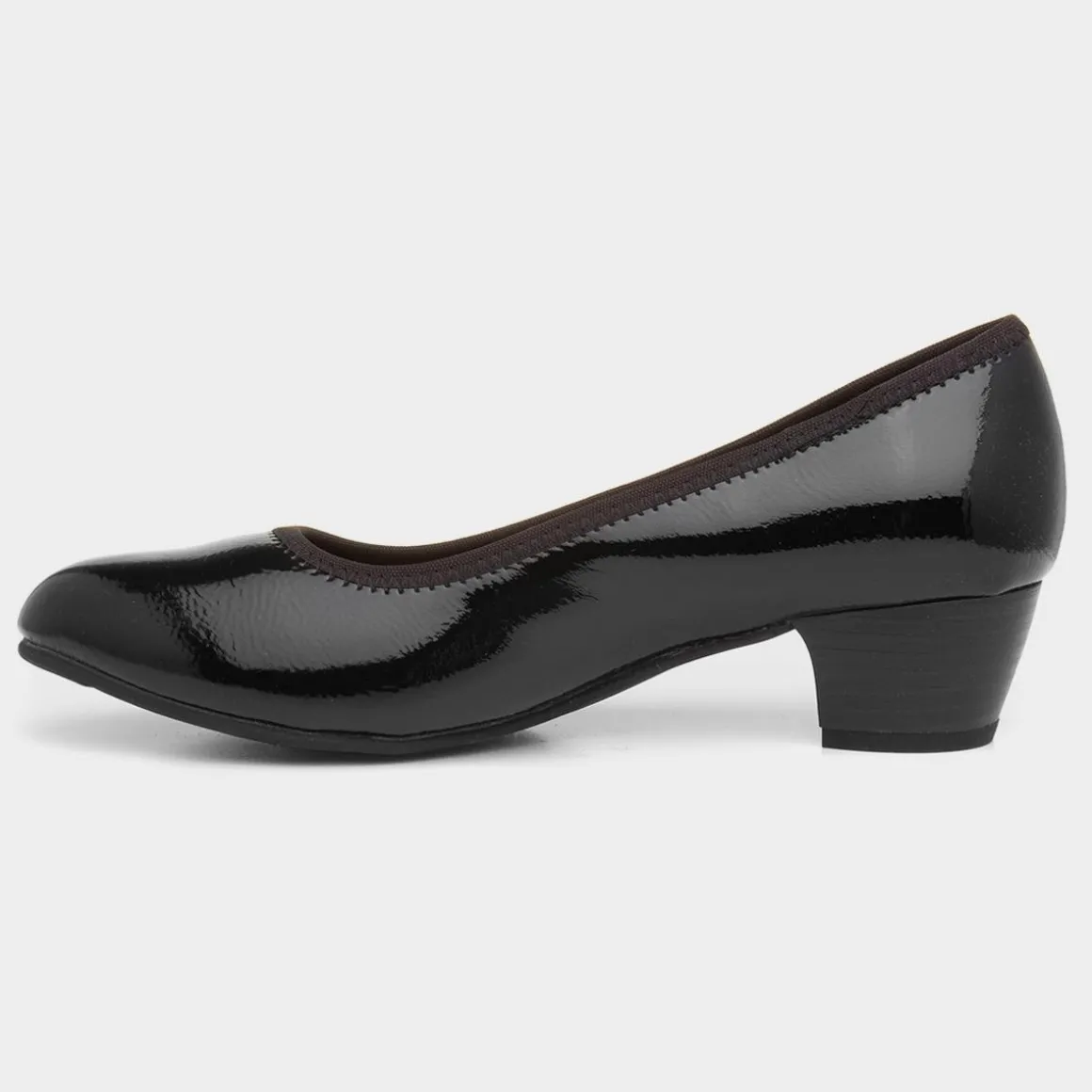 Soft Line Womens Black Block Heel Court Shoe