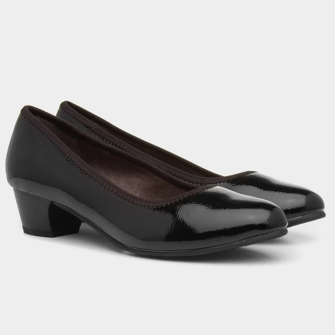 Soft Line Womens Black Block Heel Court Shoe