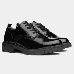 Soft Line Womens Black Patent Lace Up Shoe