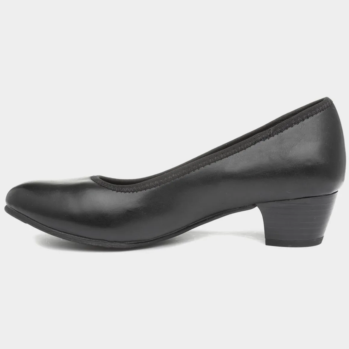 Soft Line Womens Block Heel Black Court Shoe