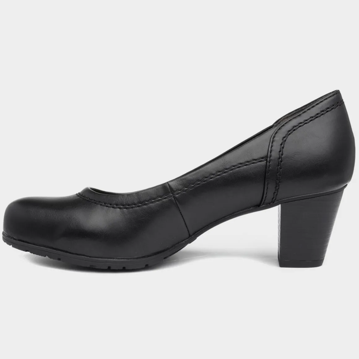 Soft Line Womens Heeled Black Court Shoe
