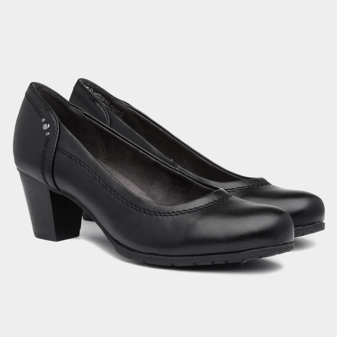 Soft Line Womens Heeled Black Court Shoe