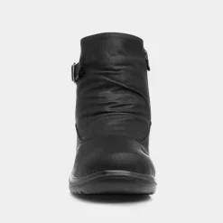 Softlites Jean Womens Black Buckled Ankle Boot