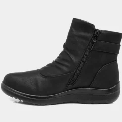 Softlites Jean Womens Black Buckled Ankle Boot