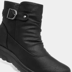 Softlites Jean Womens Black Buckled Ankle Boot
