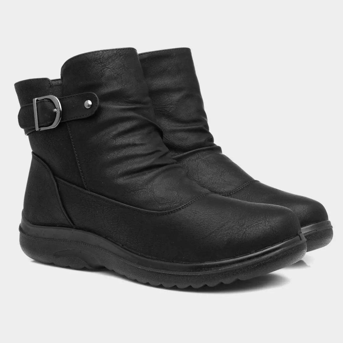 Softlites Jean Womens Black Buckled Ankle Boot
