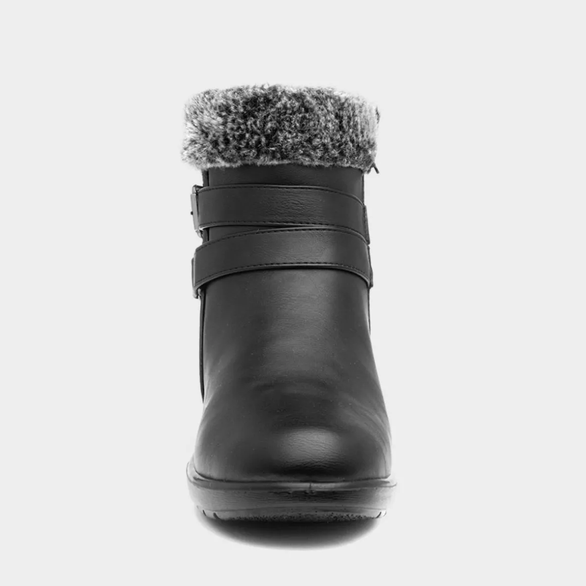 Softlites Julia Womens Black Faux Fur Ankle Boot