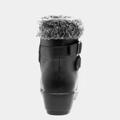 Softlites Julia Womens Black Faux Fur Ankle Boot