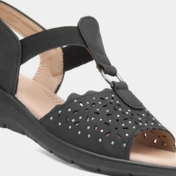 Softlites Serenity Womens Black Diamante Sandal
