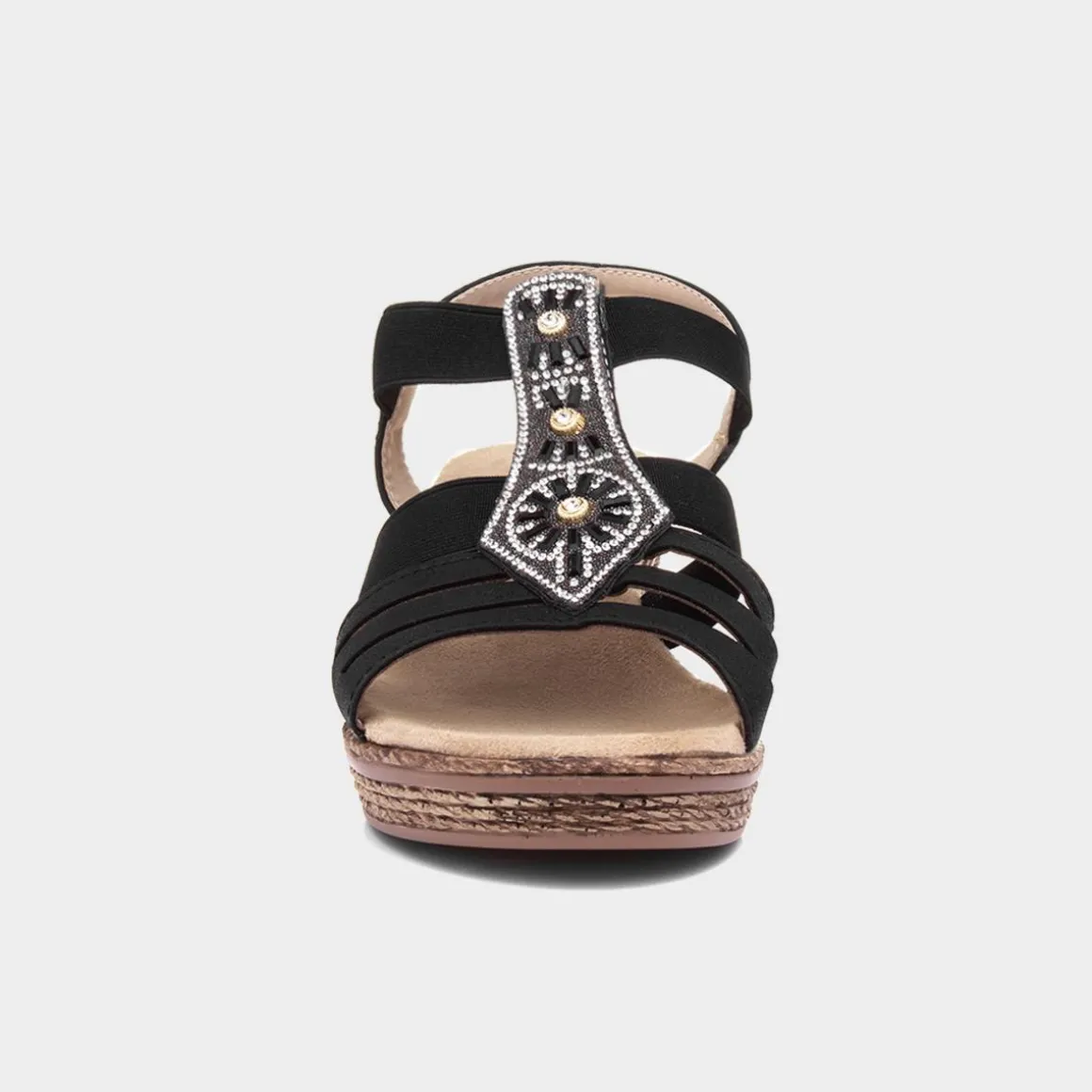 Softlites Sharon Womens Black Slip On Wedge Sandal