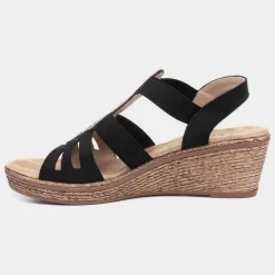 Softlites Sharon Womens Black Slip On Wedge Sandal