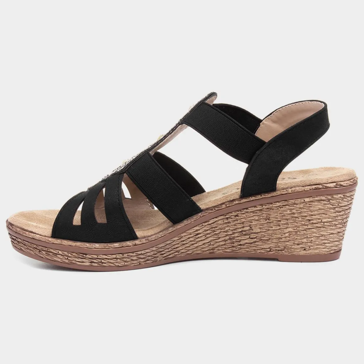 Softlites Sharon Womens Black Slip On Wedge Sandal