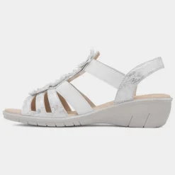 Softlites Sindy Womens White Wedge Flower Sandal