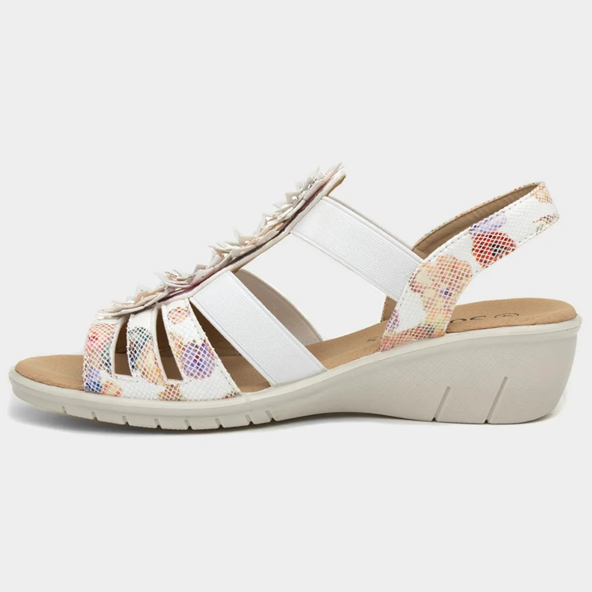 Softlites Womens White Floral Sandals