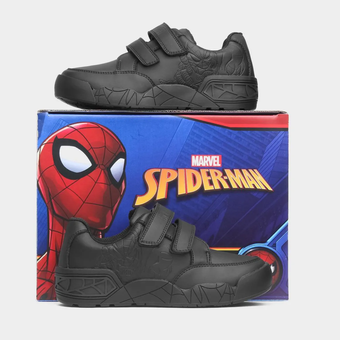 Spider-Man Boys Black School Shoe