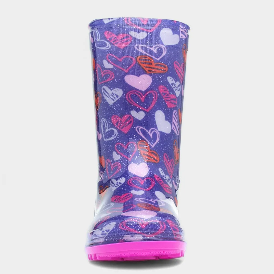 Sunny Girls Purple Love Hearts Welly