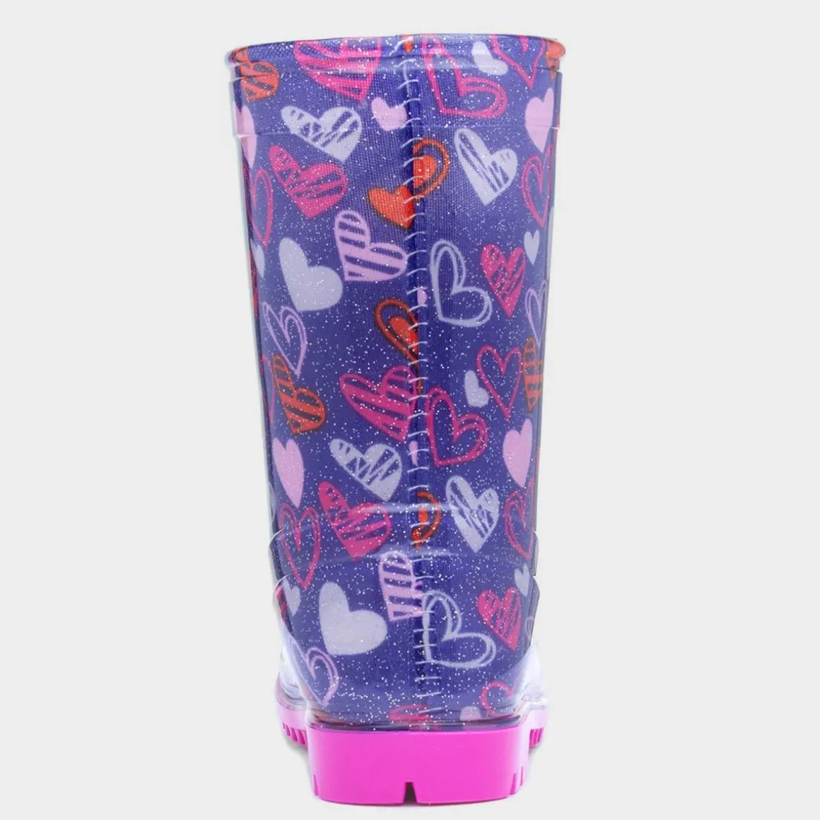 Sunny Girls Purple Love Hearts Welly