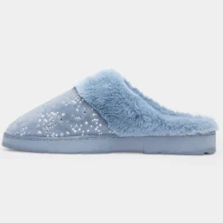 The Slipper Company Flora Womens Blue Mule Slipper