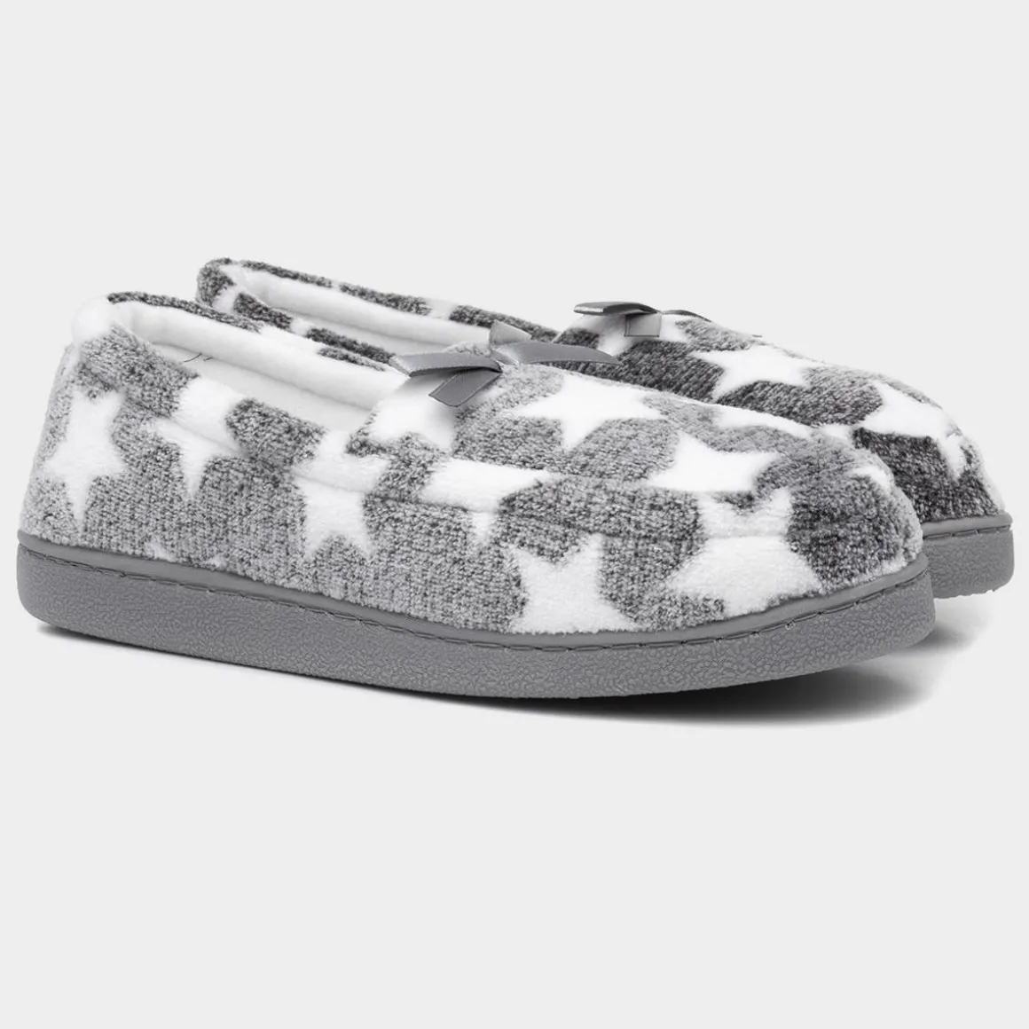 The Slipper Company Lyla Womens Grey Star Moccasin