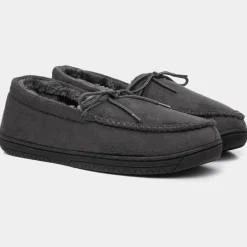 The Slipper Company Oscar Mens Grey Moccasin