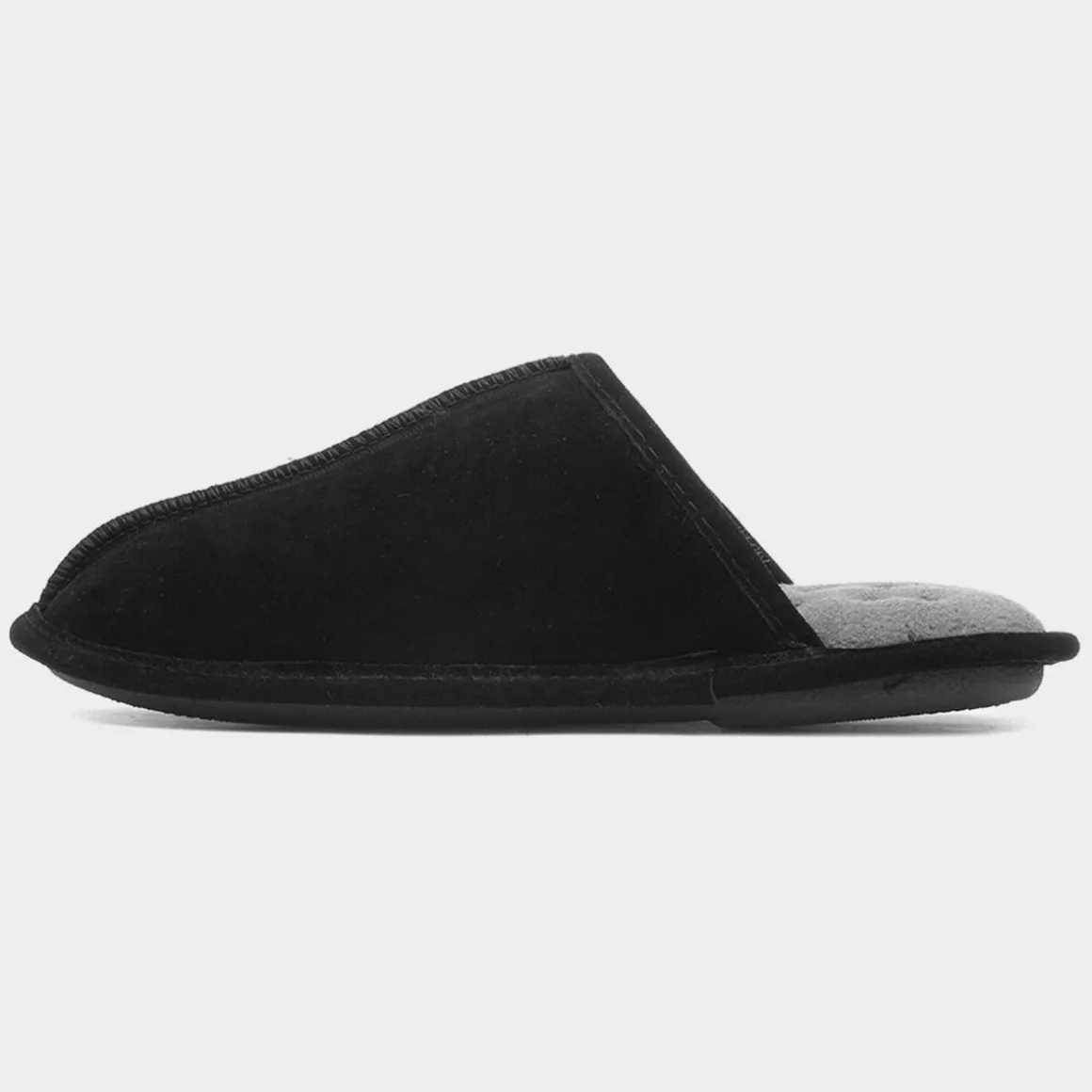 Totes Mens Black Suede Mule Slipper