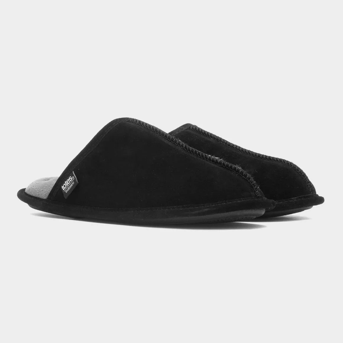 Totes Mens Black Suede Mule Slipper