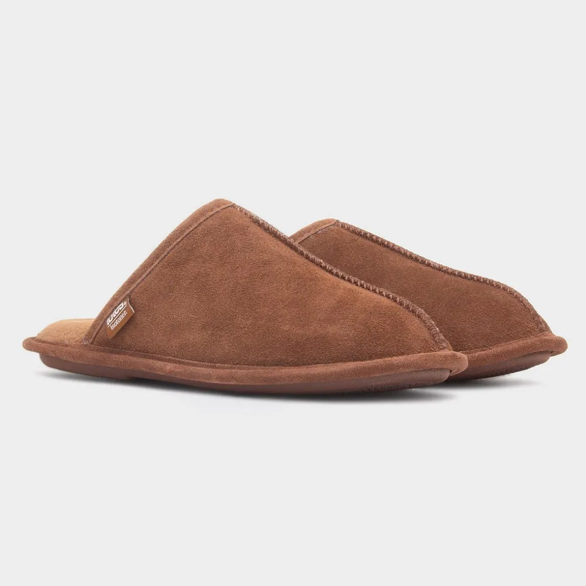 Totes Mens Tan Suede Mule Slipper