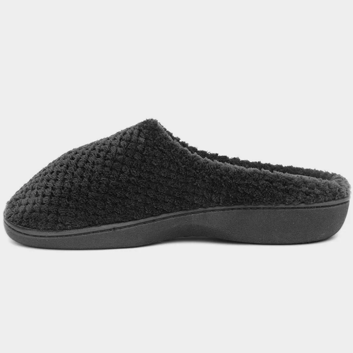 Totes Popcorn Terry Womens Black Slipper