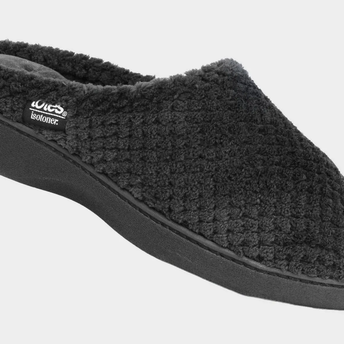 Totes Popcorn Terry Womens Black Slipper