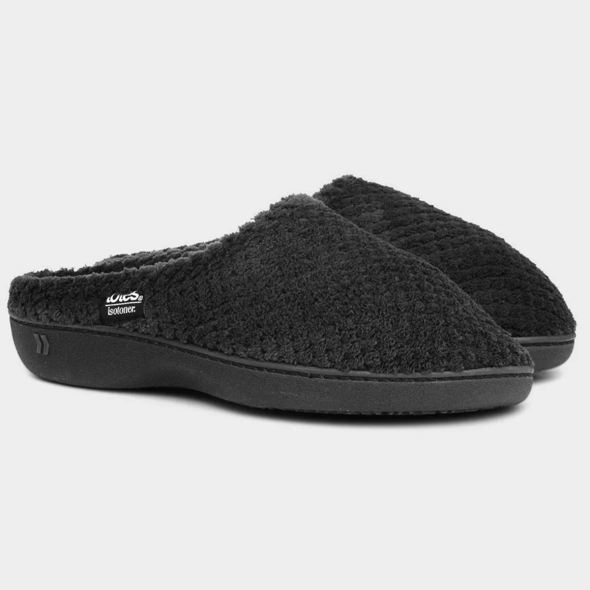 Totes Popcorn Terry Womens Black Slipper