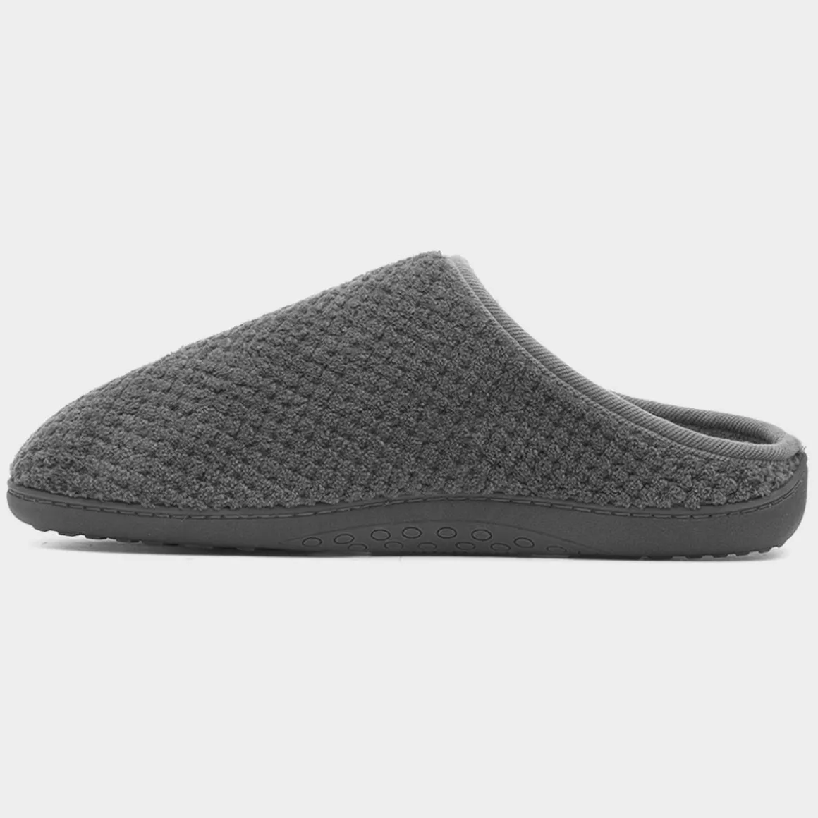 Totes Swept Back Popcorn Mens Grey Mule Slipper