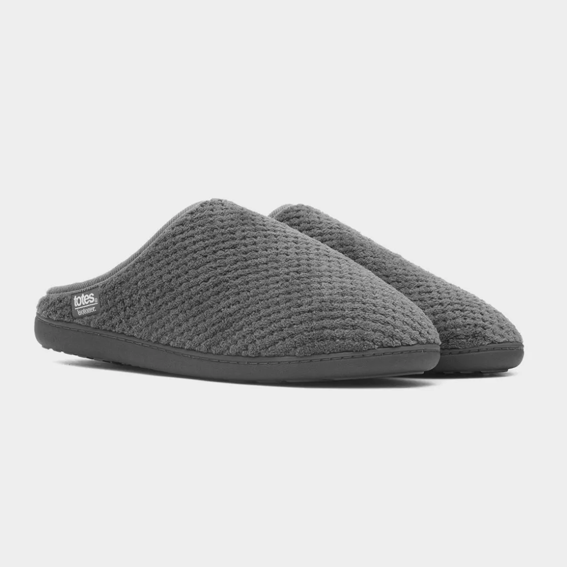 Totes Swept Back Popcorn Mens Grey Mule Slipper