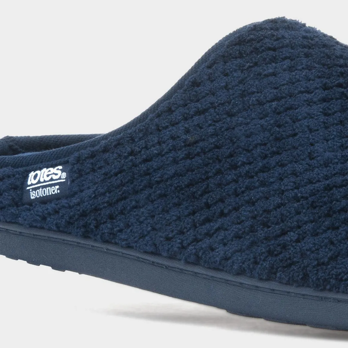 Totes Swept Back Popcorn Mens Navy Mule Slipper