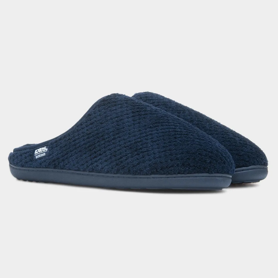 Totes Swept Back Popcorn Mens Navy Mule Slipper