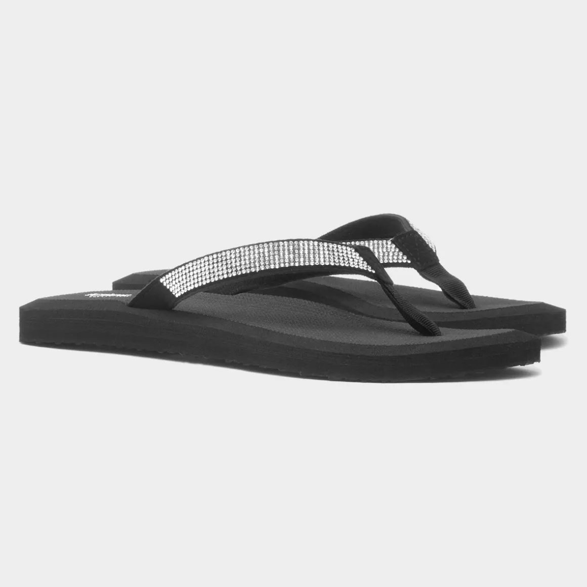Totes Womens Black Beaded Toe Post Sandal