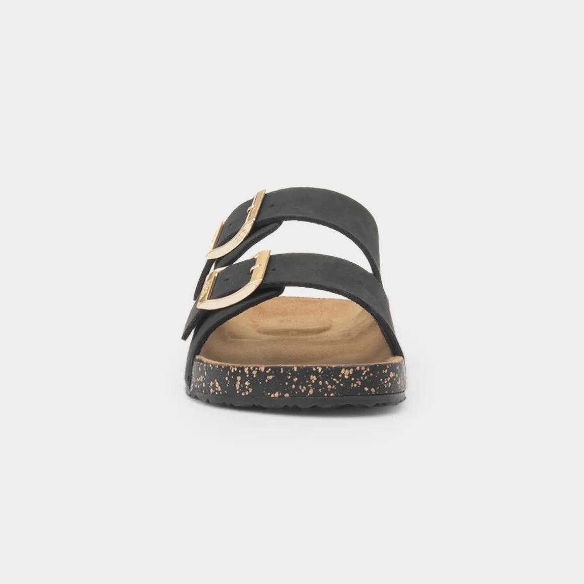 Totes Womens Black Double Buckle Sandal