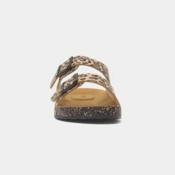 Totes Womens Multi Double Buckle Leopard Sandal