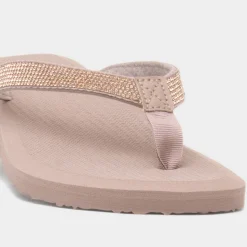 Totes Womens Nude Beaded Toe Post Sandal