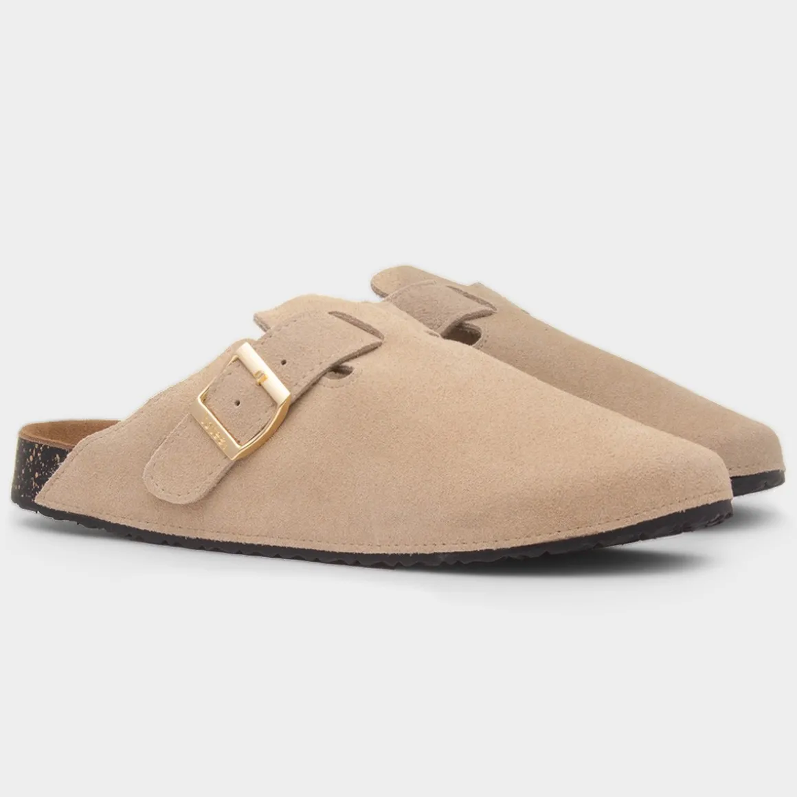 Totes Womens Sand Suede Mule Sandal
