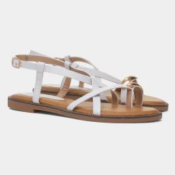 Truffle Aelia Womens White Toe Post Sandal
