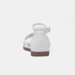 Truffle Bay Womens White Buckle Sandal