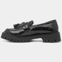 Truffle Cherie Womens Black Patent Chunky Loafer