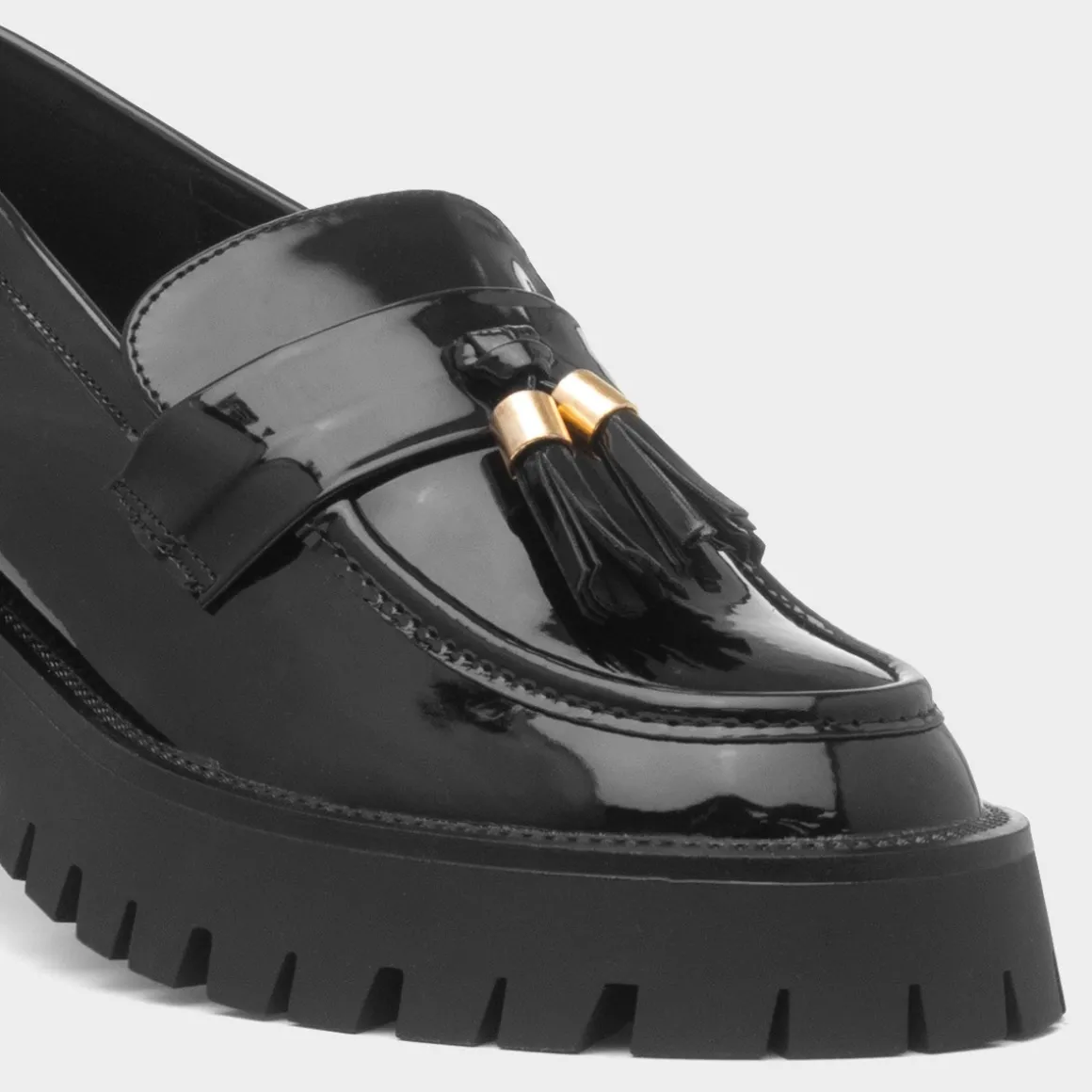 Truffle Cherie Womens Black Patent Chunky Loafer