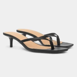 Truffle Dua Womens Black Heeled Toe Post Sandal